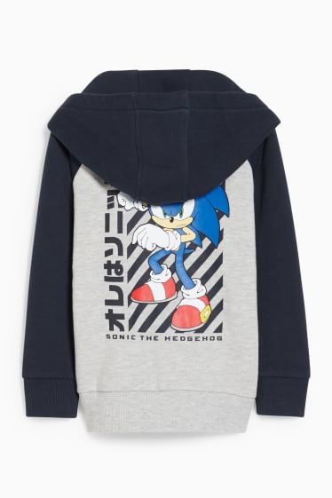 Children - Sonic - zip-through sweatshirt with hood - light gray / dark blue