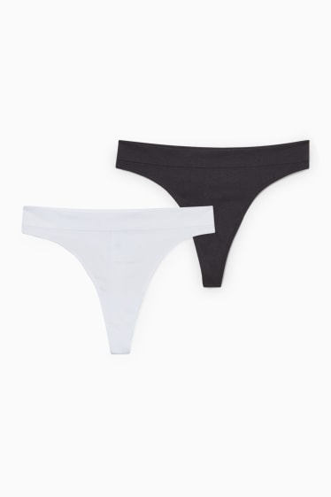 Women - Multipack of 2 - thong - seamless - black / white