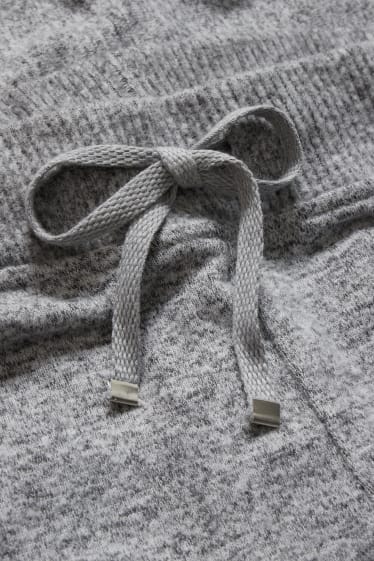 Dámské - Pletené kalhoty - loose fit - světle šedá-žíhaná