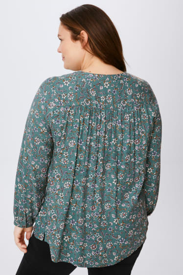 Women - Blouse - floral - dark green