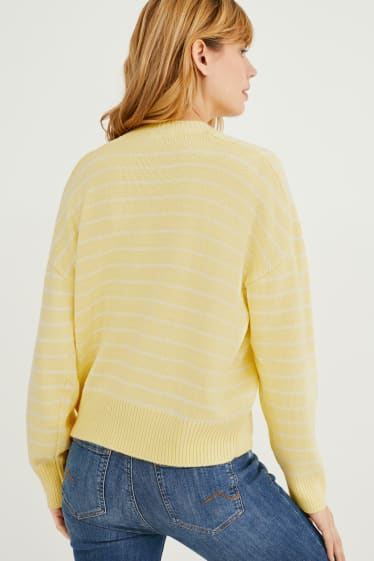 Damen - Pullover - gestreift - gelb