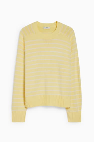 Damen - Pullover - gestreift - gelb