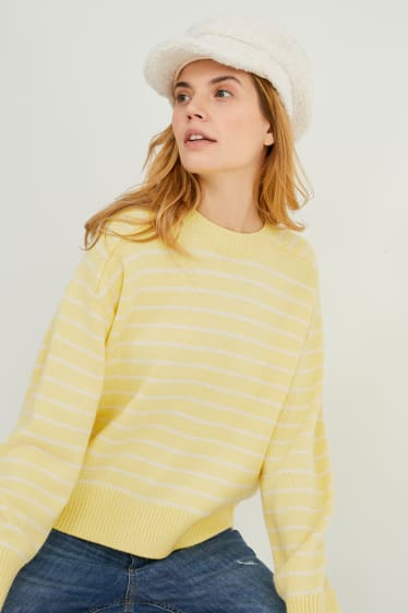 Women - Jumper - striped - yellow