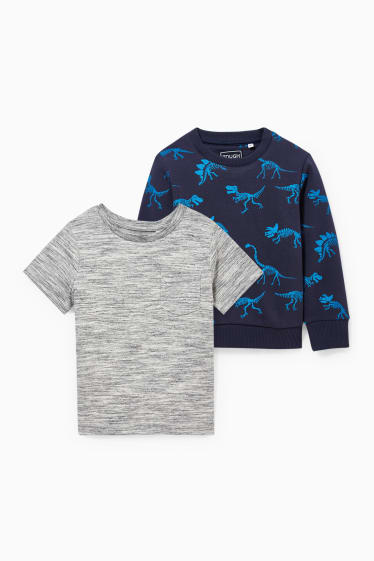 Dzieci - Zestaw - koszulka z krótkim rękawem i bluza dresowa - 2 części - ciemnoniebieski