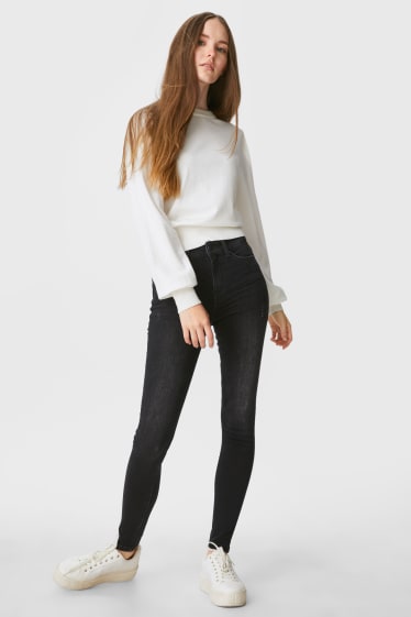 Dames - CLOCKHOUSE - skinny jeans - high waist - zwart
