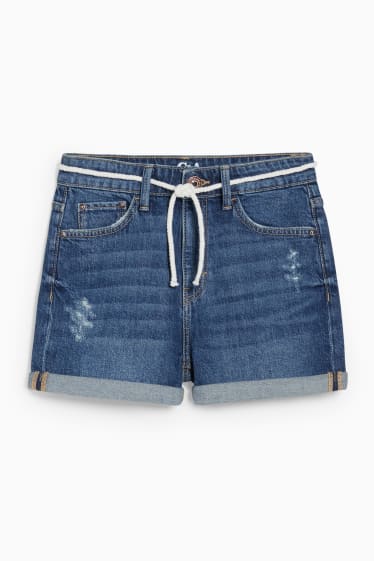 Kinderen - Korte spijkerbroek - jeansblauw