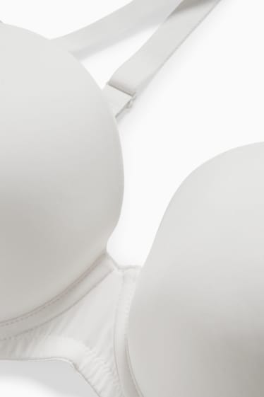 Donna - Confezione da 2 - reggiseno con ferretti - DEMI - coppe grandi - imbottito - bianco crema