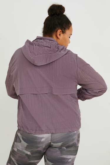 Femei - Jachetă cu glugă - aspect lucios - violet