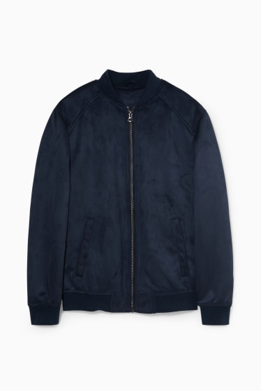 Men - Bomber jacket - faux suede - dark blue
