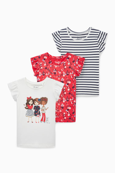 Kinder - Multipack 3er - Kurzarmshirt - weiß / rot