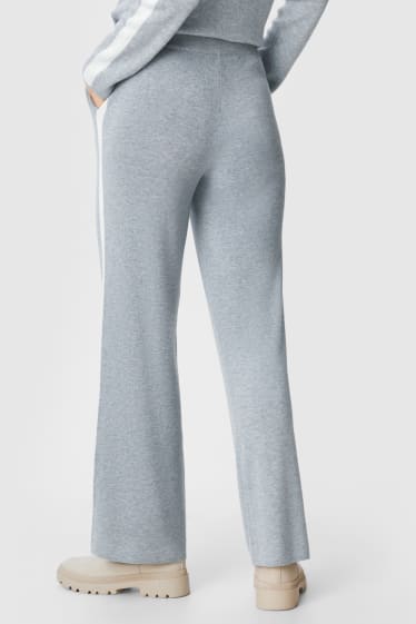 Femmes - Pantalon - jambes larges - gris clair chiné