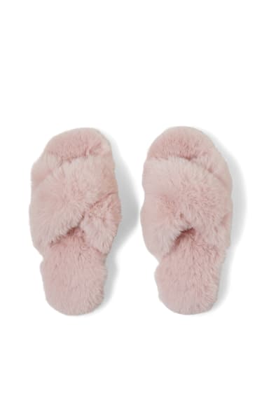 Dames - CLOCKHOUSE - pantoffels van imitatiebont - roze