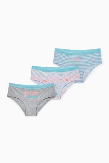 Enfants - Lot de 3 - culotte - gris / turquoise