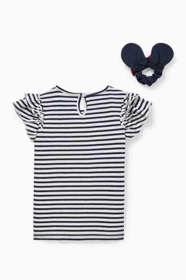 Copii - Minnie Mouse - set - tricou cu mânecă scurtă și elastic de păr - 2 piese - albastru închis / alb