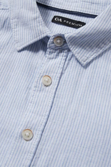 Children - Shirt - linen blend - striped - light blue