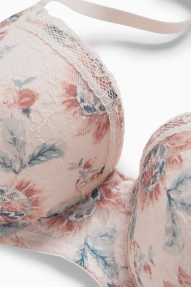 Women - Underwire bra - FULL COVERAGE - padded - floral - rose