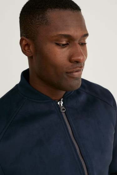Men - Bomber jacket - faux suede - dark blue