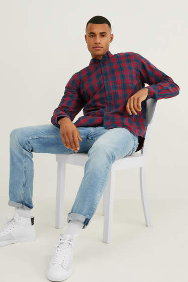 Men - MUSTANG - shirt - regular fit - button-down collar - check - red / blue