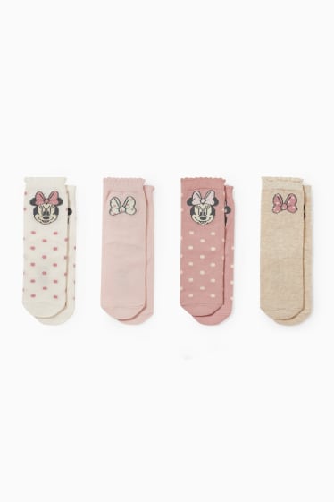 Bebés - Pack de 4 - Minnie Mouse - calcetines para bebé - rosa