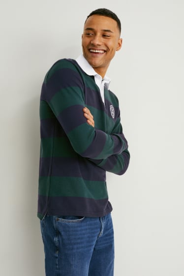 Men - Polo shirt - striped - green