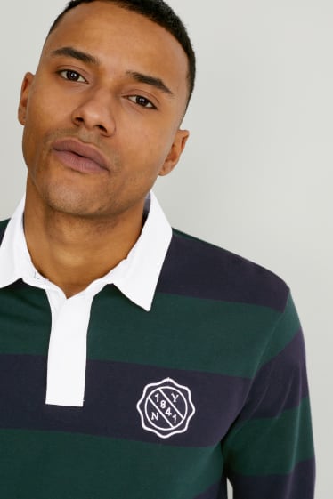 Men - Polo shirt - striped - green