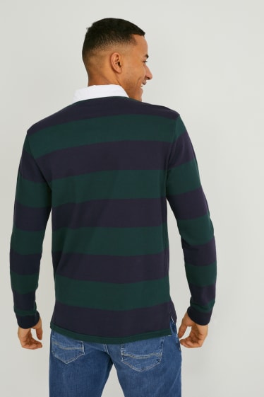 Men - Polo shirt - striped - green