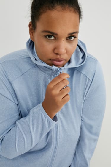 Femmes - Sweat en molleton fonctionnel à capuche - bleu clair-chiné