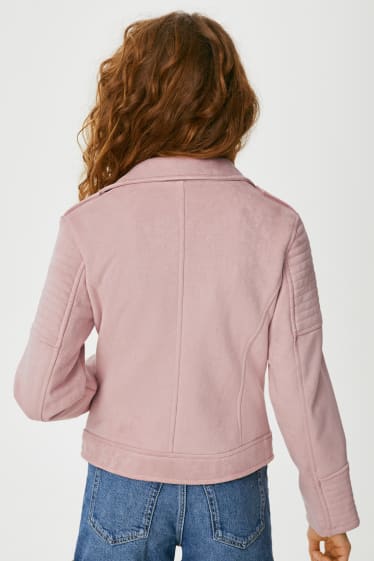 Children - Biker jacket - faux suede - rose