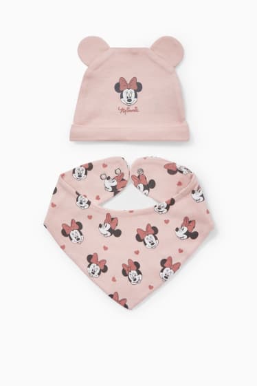 Bébés - Minnie Mouse - ensemble - bonnet pour bébé et foulard triangulaire - 2 pièces - rose