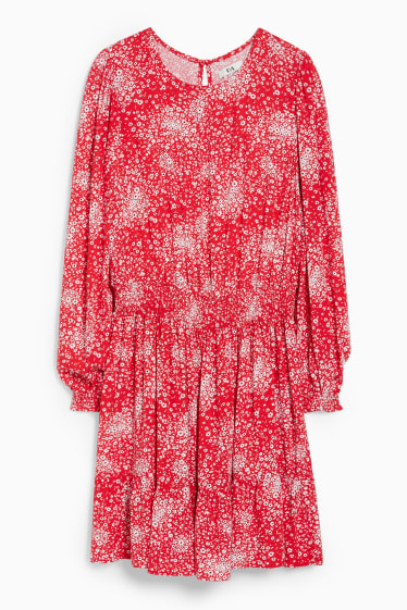 Dámské - Šaty fit & flare - s květinovým vzorem - červená
