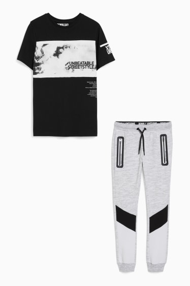 Children - Set - short sleeve T-shirt and joggers - 2 piece - black