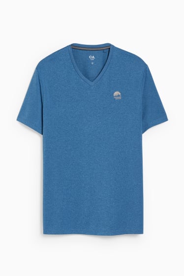 Men - T-shirt - hiking - blue-melange