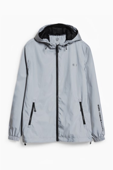 Men - Outdoor jacket with hood  - silver