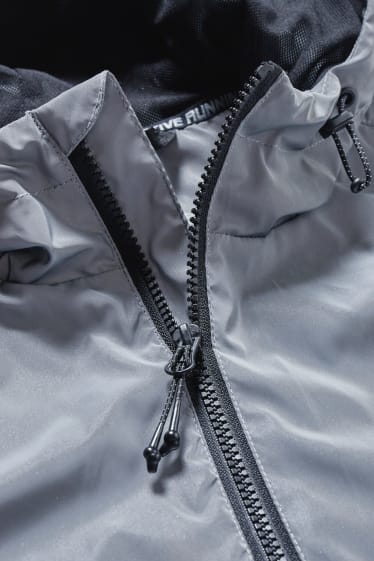 Pánské - Funkční bunda s kapucí - stříbrná