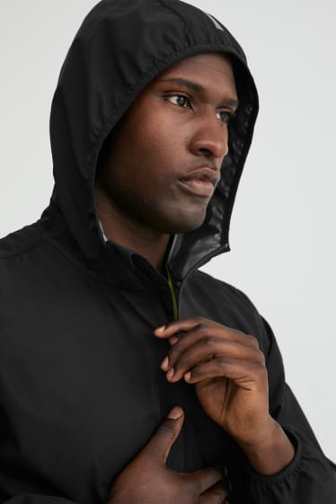 Men - Outdoor jacket with hood  - black