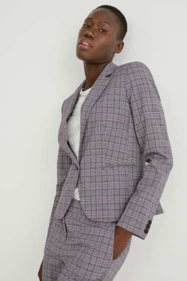 Women - Business blazer with shoulder pads - check - gray-melange
