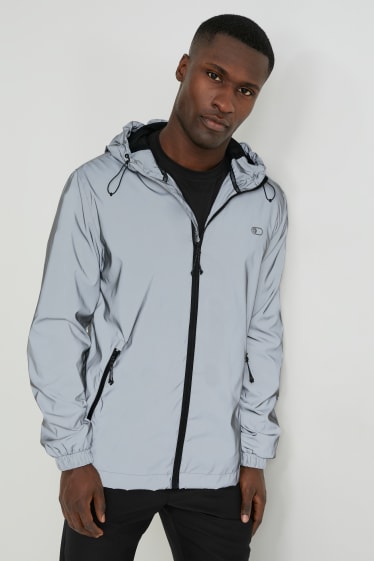 Men - Outdoor jacket with hood  - silver