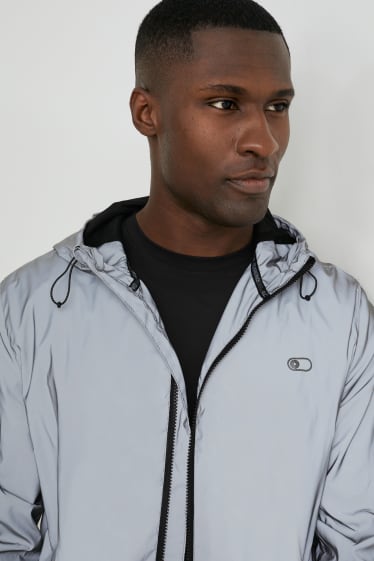 Men - Outdoor jacket with hood  - silver