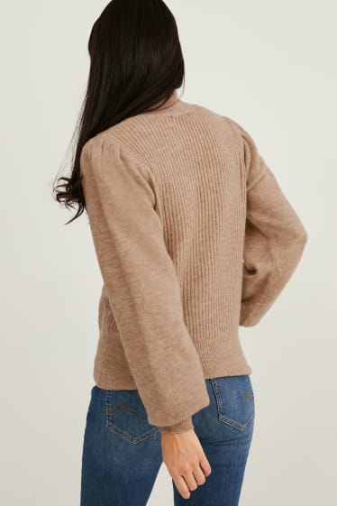 Damen - Pullover - Glanz-Effekt - hellbraun
