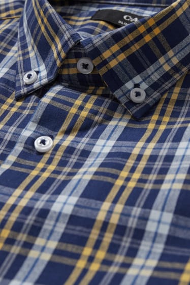 Uomo - Camicia business - slim fit - facile da stirare - da materiali riciclati - blu scuro
