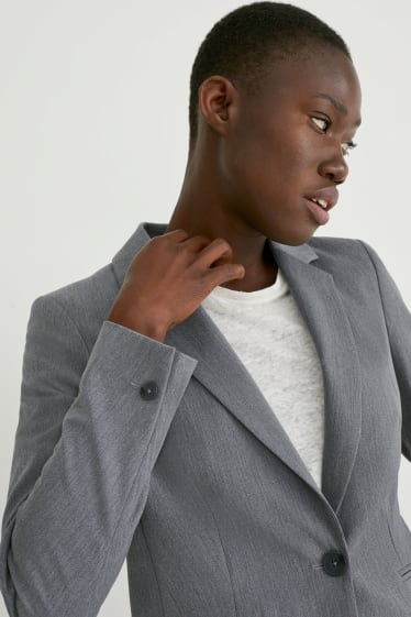 Dames - Business-blazer met schouderpads - grijs