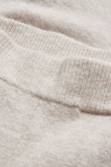 Dames - Basic-broek van gebreide stof - relaxed fit - wit-mix