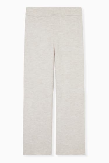 Femmes - Pantalon basique de maille - coupe relax - blanc-chiné