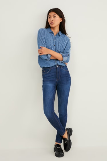 Kobiety - Skinny jeans - wysoki stan - dżins-niebieski