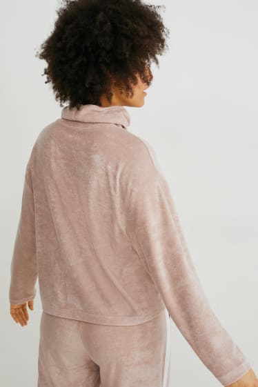 Femei - Bluză de molton plușat  - maro deschis