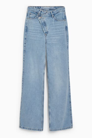 Dospívající a mladí - CLOCKHOUSE - straight jeans - high waist - džíny - světle modré