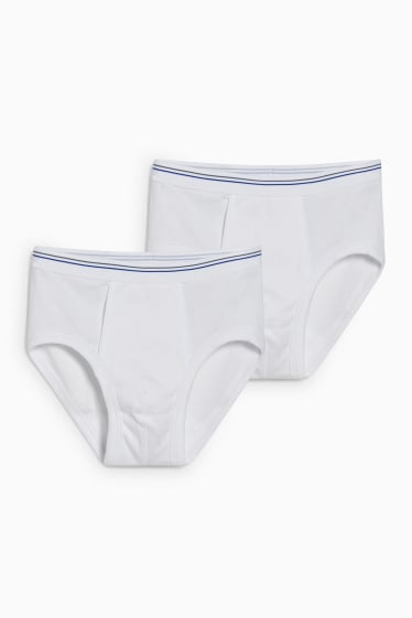 Uomo - Confezione da 2 - slip - a coste fini - bianco