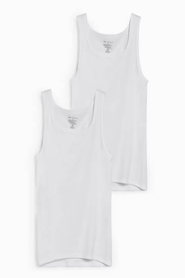 Hombre - Pack de 2 - camisetas interiores - canalé fino - blanco