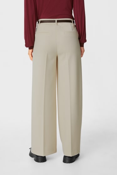 Kobiety - Spodnie biznesowe z paskiem - tailored fit - kremowobiały