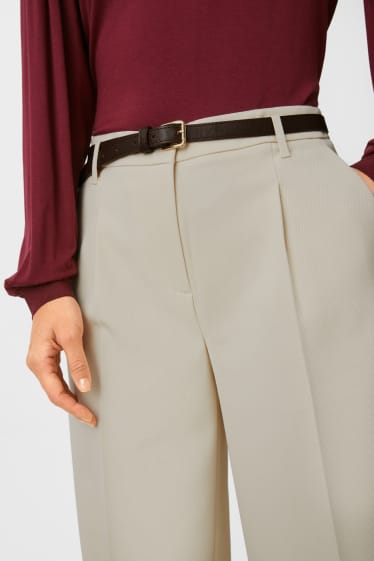 Kobiety - Spodnie biznesowe z paskiem - tailored fit - kremowobiały